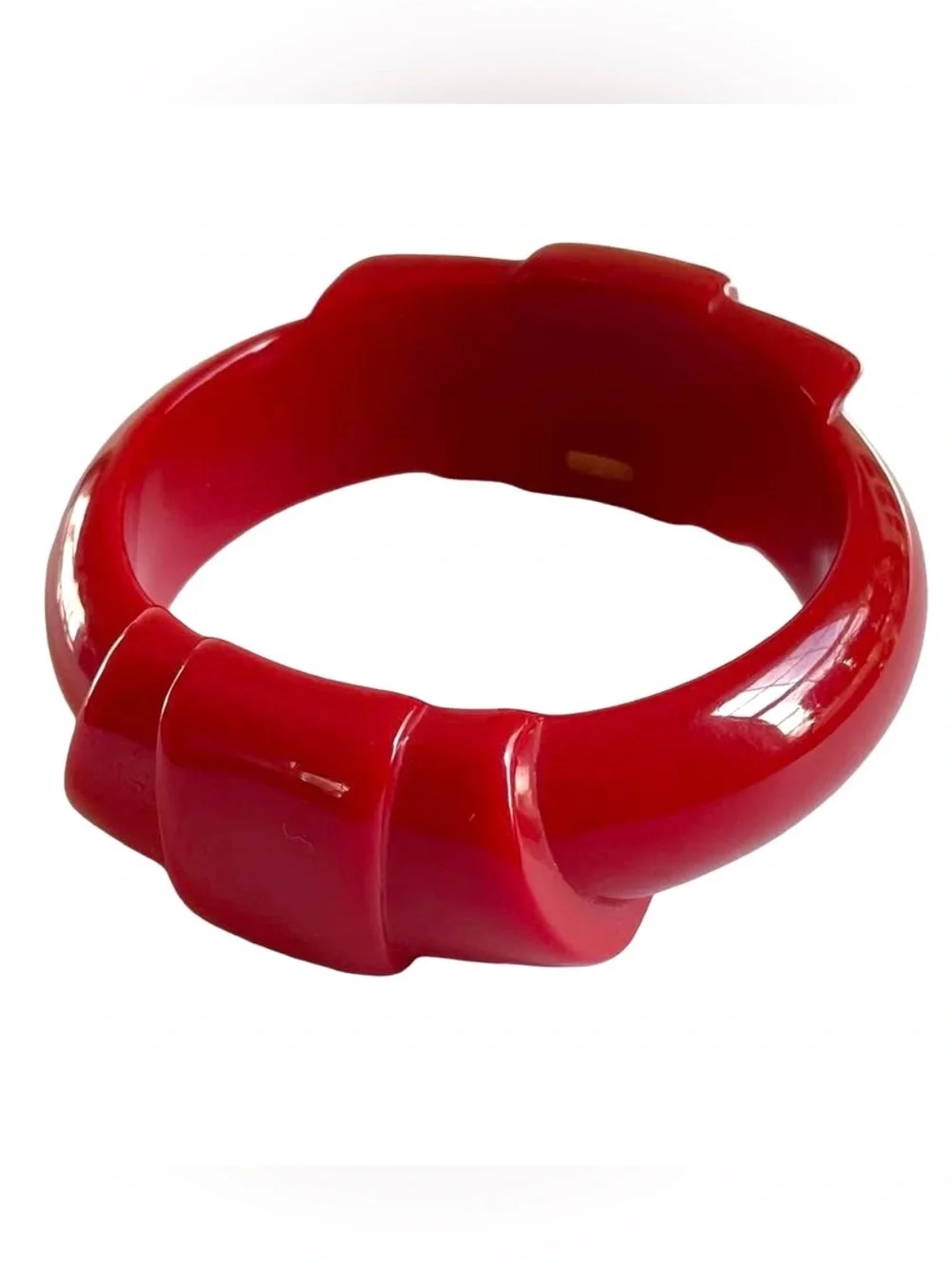 Vintage 1980s Signed Monet Carved Lucite Bow Bangle Bracelet